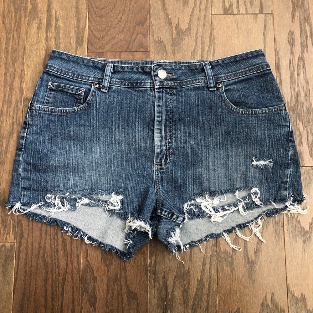 VTG Riders Lee Cutoff Hand Distressed Jean Shorts